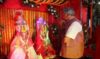 *गणगौर पूजा में शामिल हुए बृजमोहन अग्रवाल।  प्रदेश को खुशहाल बनाने को गणगौर माता से की प्रार्थना*