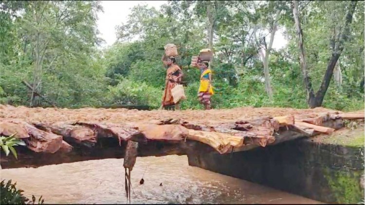 प्रशासन ने कई सालों तक किया नजरअंदाज मजबूर ग्रामीणों ने खुद ही बना लिया लकड़ी का अस्थाई पुलिया